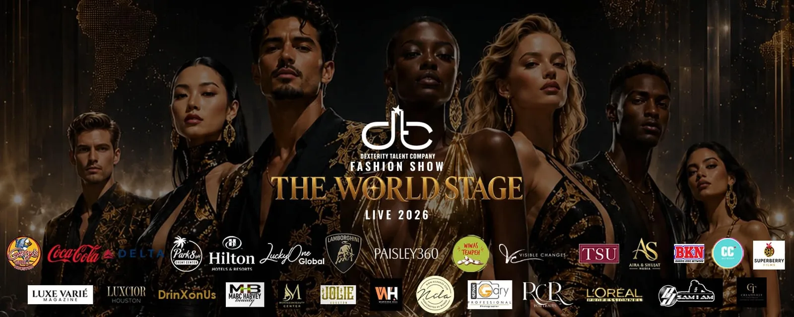 The World Stage Fashion Show LIVE 2026 models on stage